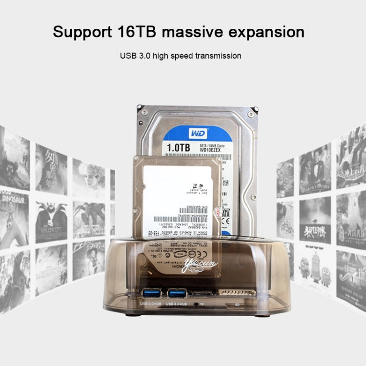 Frendorf | 2.5 / 3.5 Zoll USB3.0 Dual SATA HDD Gehäuse mit HUB & OTB-Funktion, Die maximale unterstützte Kapazität: 16TB