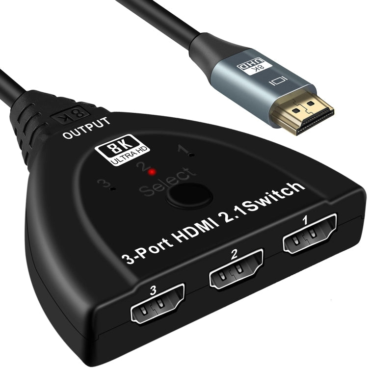 Frendorf | 3-Port HDMI 8K Switcher Selector Box mit Pigtail-Kabel (Schwarz)