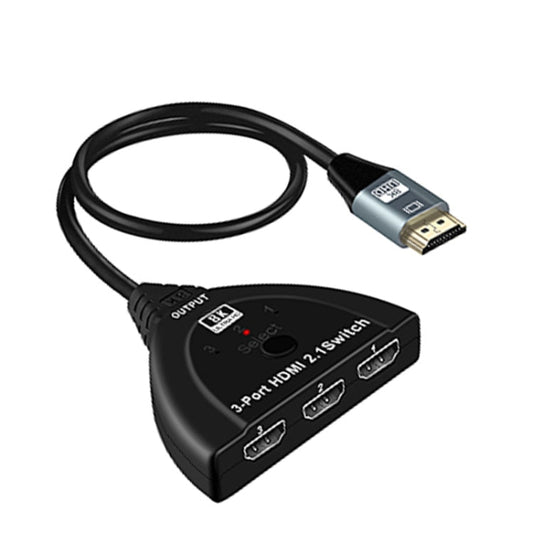 Frendorf | 3-Port HDMI 8K Switcher Selector Box mit Pigtail-Kabel (Schwarz)