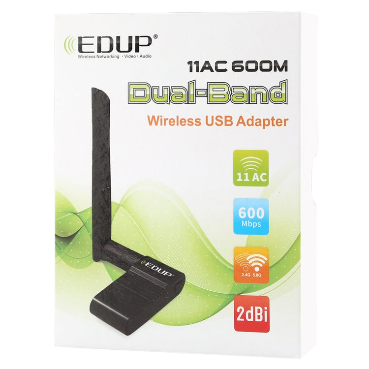 Frendorf | EDUP EP-AC1635 600Mbps Dual Band Wireless 11AC USB Ethernet Adapter 2dBi Antenne für Laptop / PC (Schwarz)