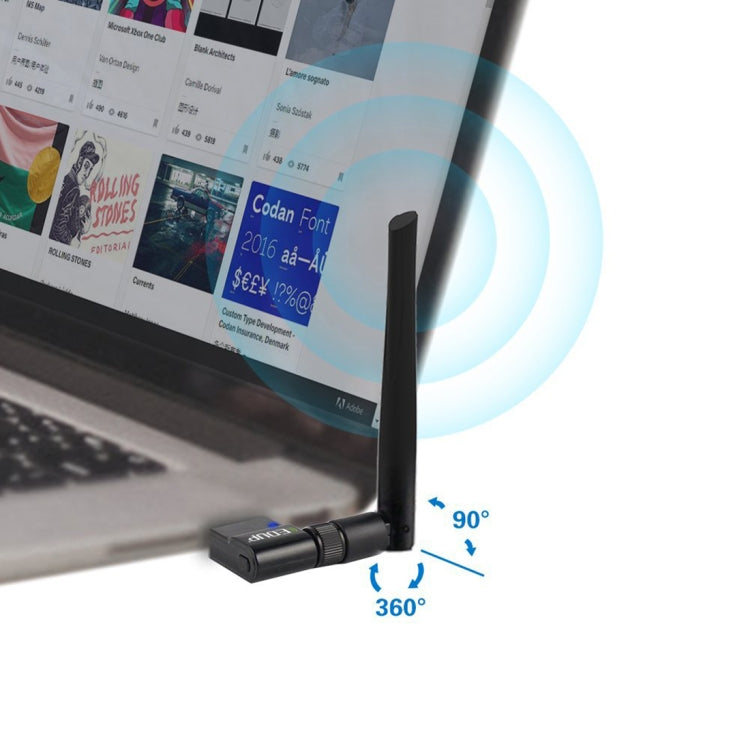 Frendorf | EDUP EP-AC1635 600Mbps Dual Band Wireless 11AC USB Ethernet Adapter 2dBi Antenne für Laptop / PC (Schwarz)