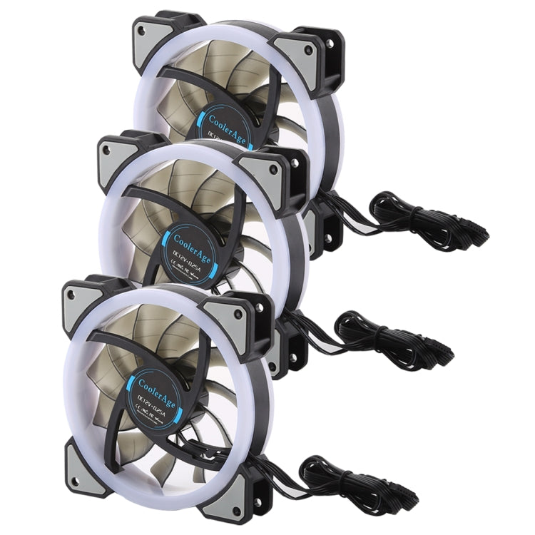 Frendorf | 3 PCS CoolerAge DC 12V - 0.25A 2500PRM Fernbedienung Computer Kühler Kühlgehäuselüfter mit einstellbarem LED