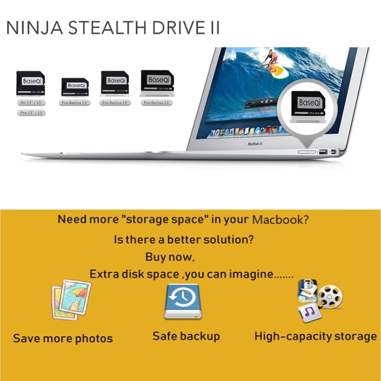 Frendorf | BASEQI 303ASV Verstecktes Aluminiumlegierung SD-Kartenetui für Macbook Pro Retina 13,3 Zoll Laptops