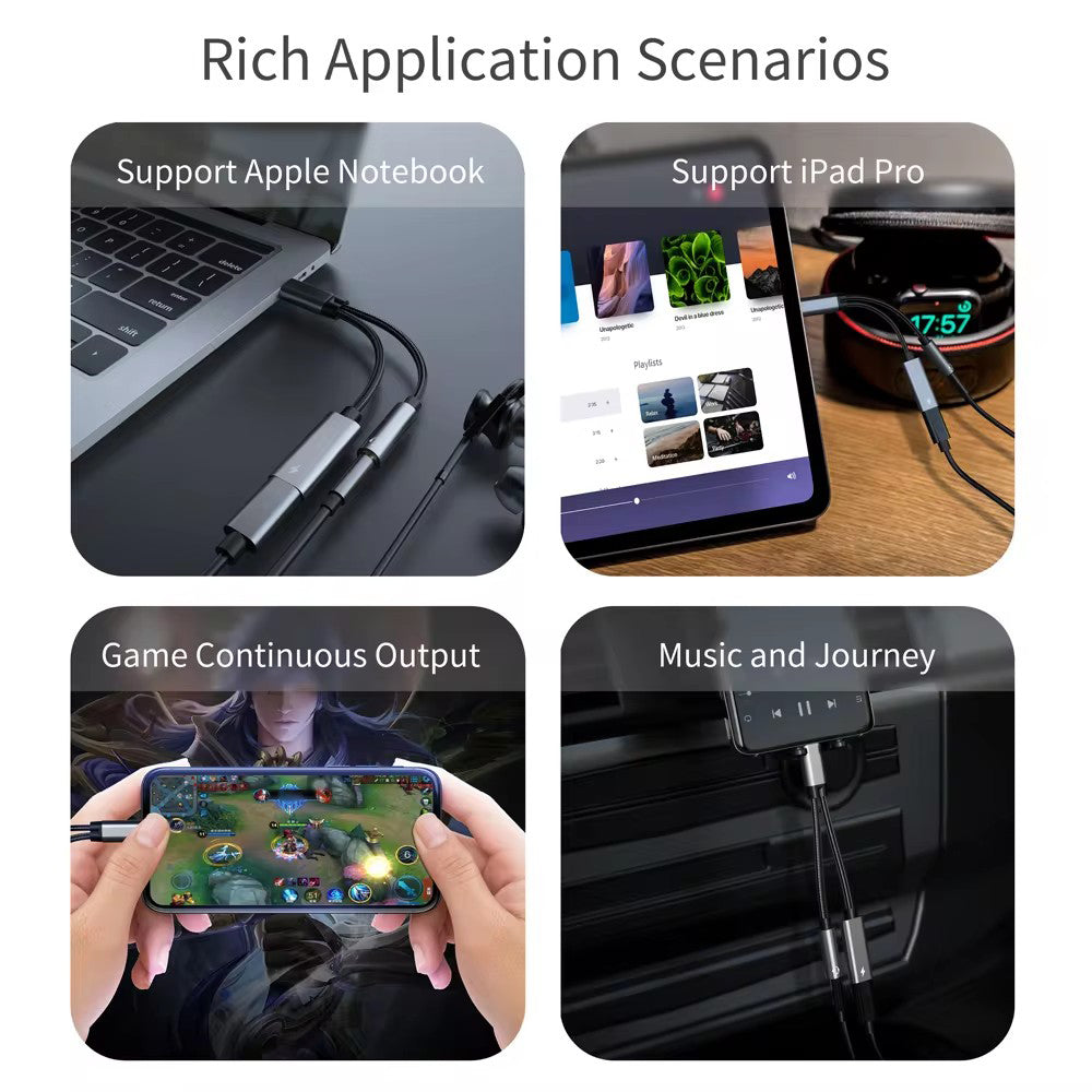 Frendorf | 2in1 PD 60W USB C Schnellladeadapter Typ C zu 3,5 mm Kopfhörer Aux Buchse Audio Konverter