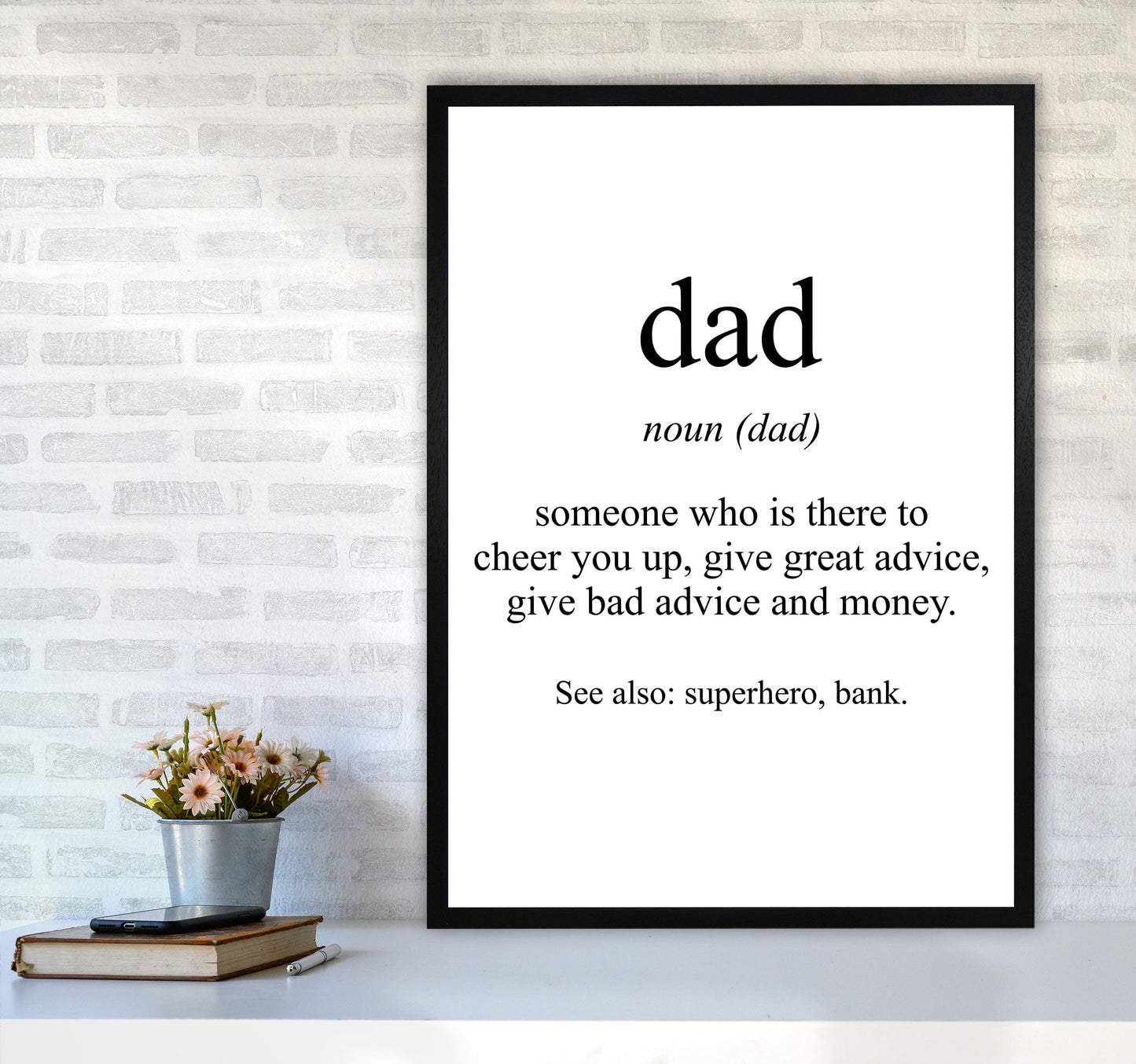 Dad Gerahmte Typografie Wandkunst Druck