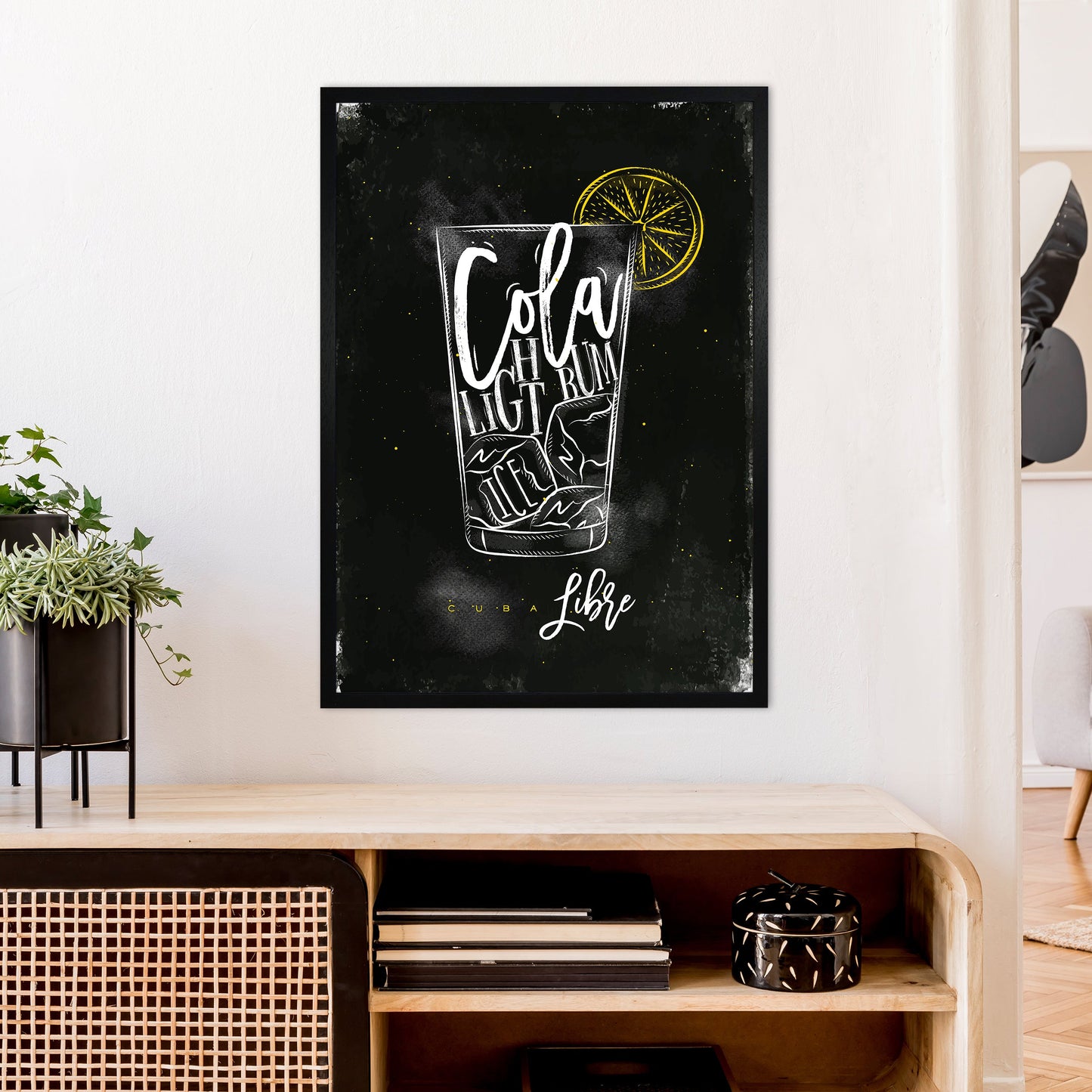Cuba Libre Cocktail Schwarz Kunstdruck
