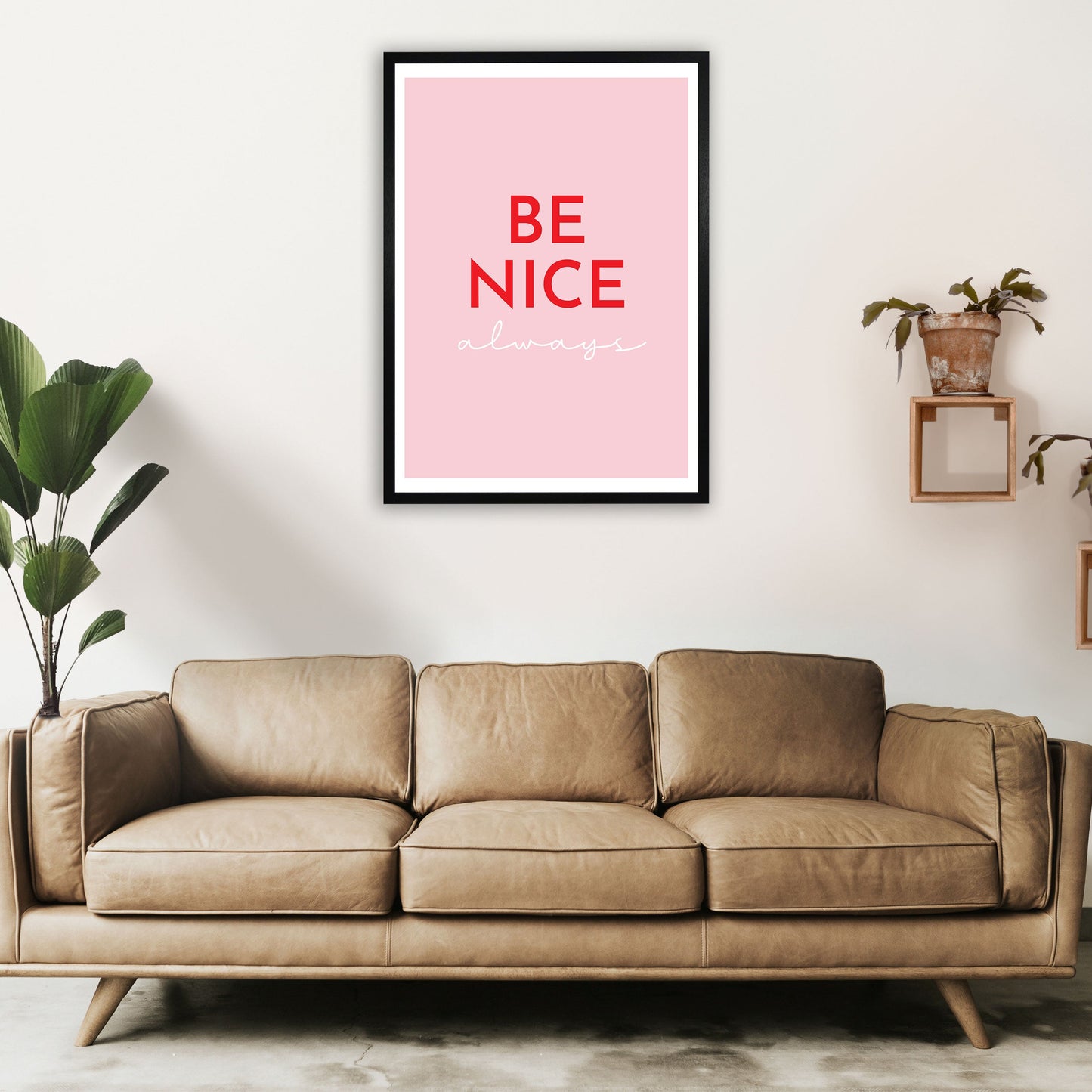 Be Nice Pink Kunstdruck von Pixy Paper