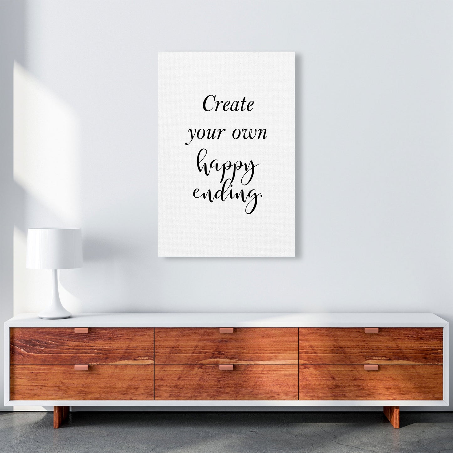 Erstellen Sie Ihre eigene Happy Ending gerahmte Typografie Wandkunst Druck