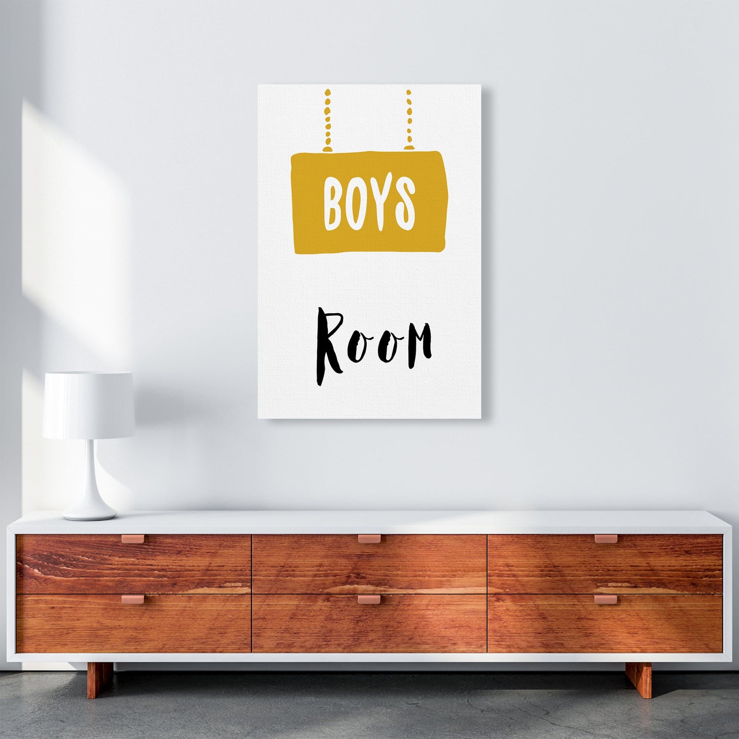 Jungenzimmer Senf Kunstdruck