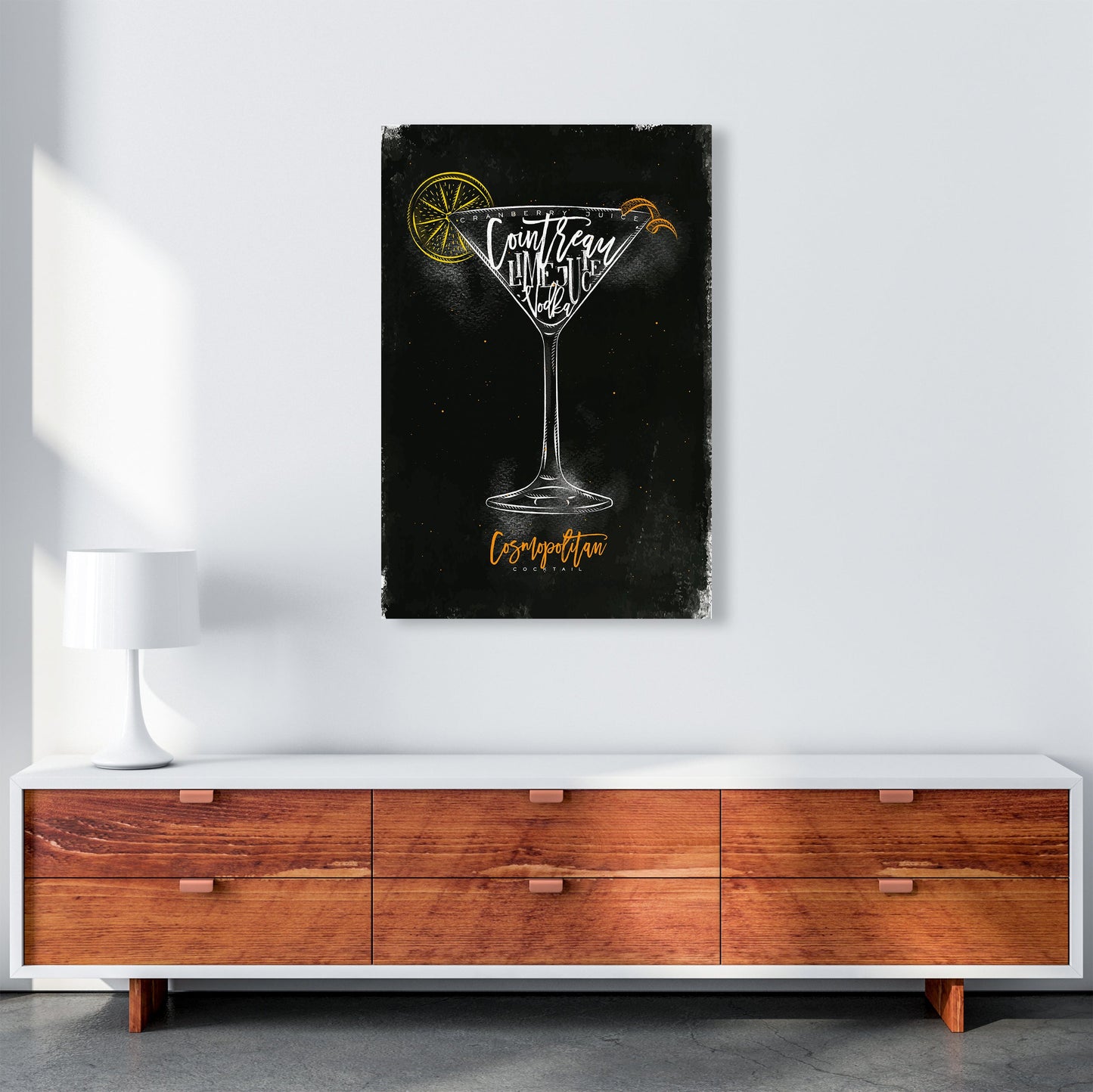 Cosmopolitan Cocktail Schwarz Kunstdruck