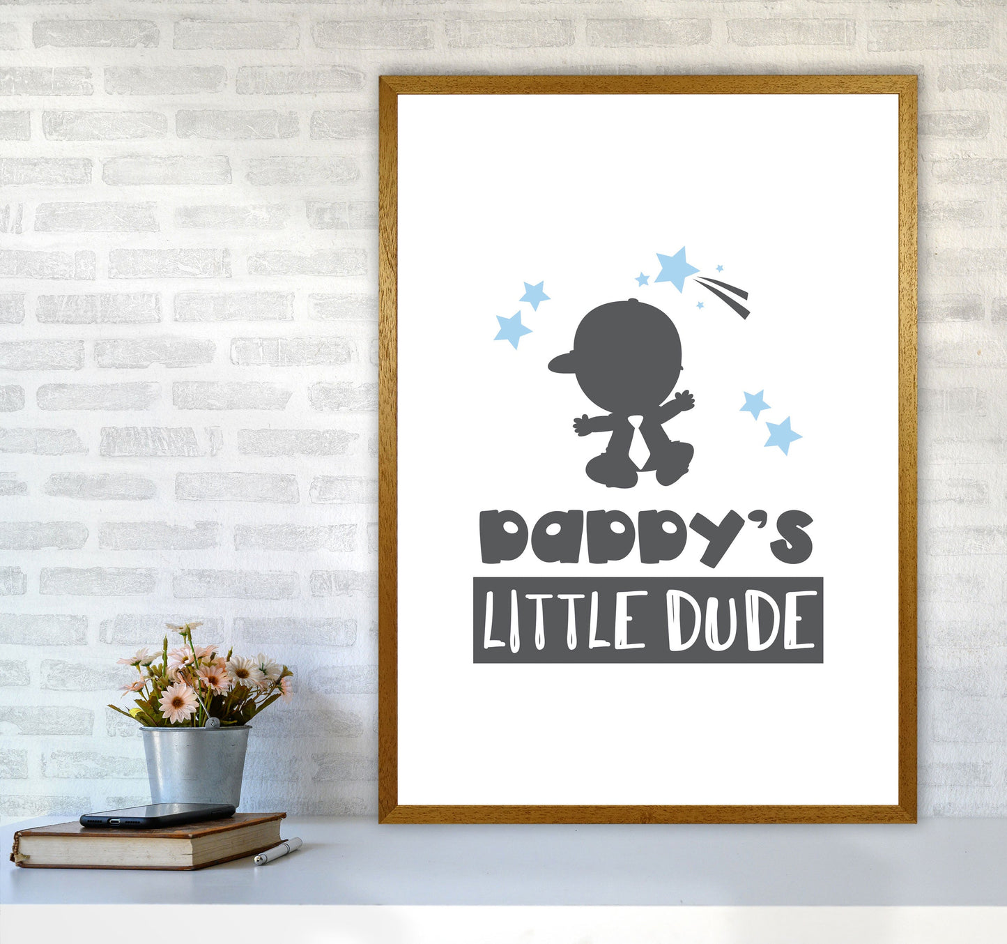 Daddy's Little Dude Gerahmter Kinderzimmer Wandkunstdruck