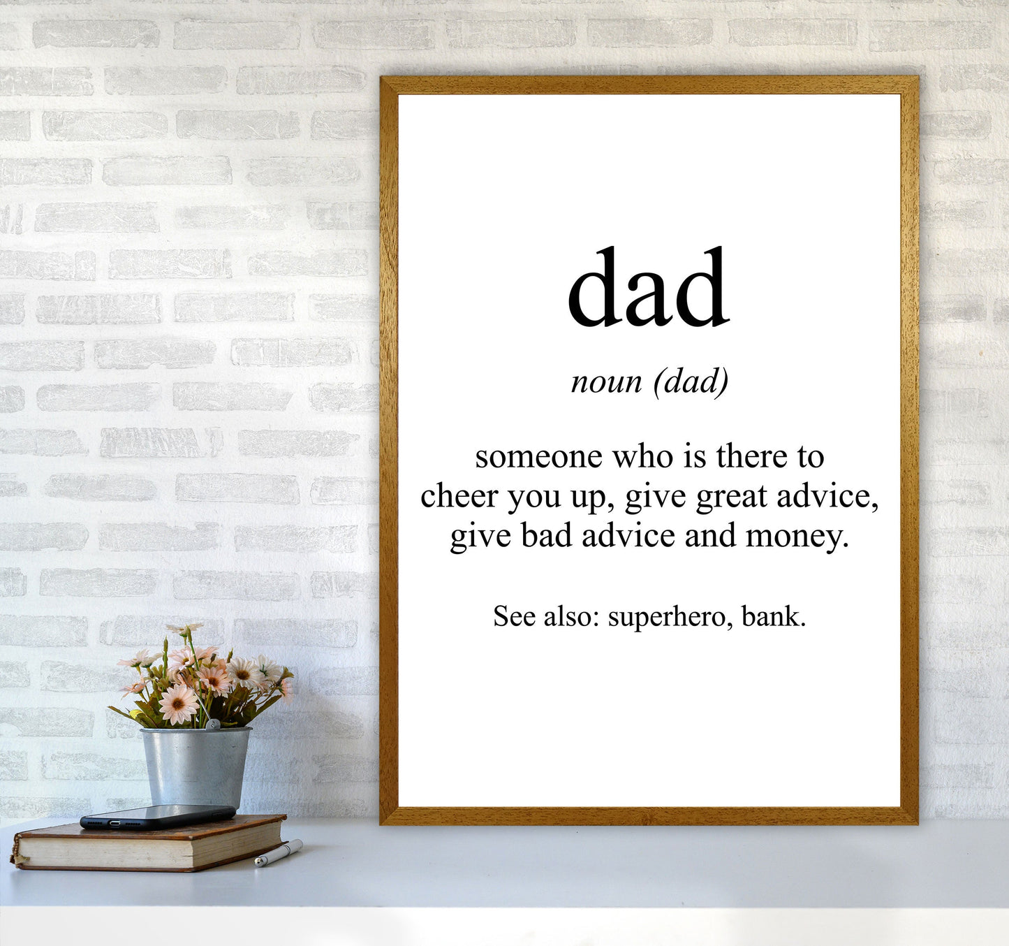 Dad Gerahmte Typografie Wandkunst Druck