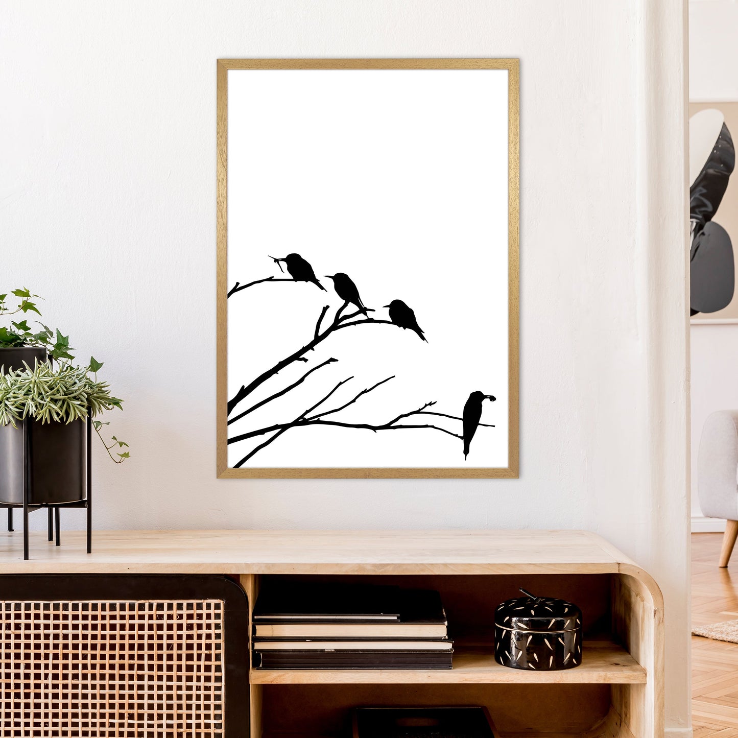 Eckäste mit Vögeln Kunstdruck