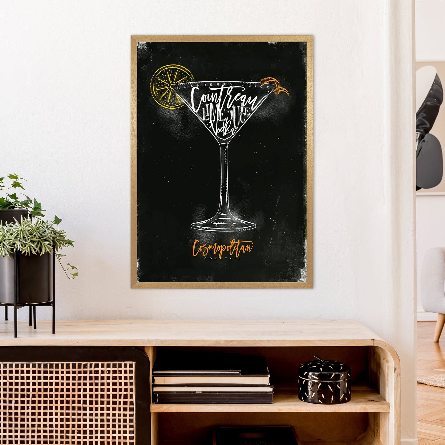 Cosmopolitan Cocktail Schwarz Kunstdruck