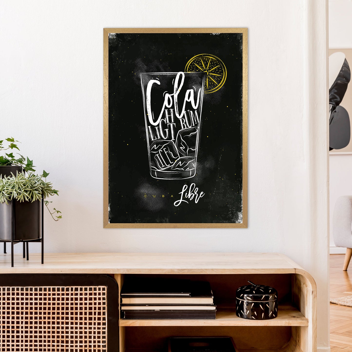 Cuba Libre Cocktail Schwarz Kunstdruck