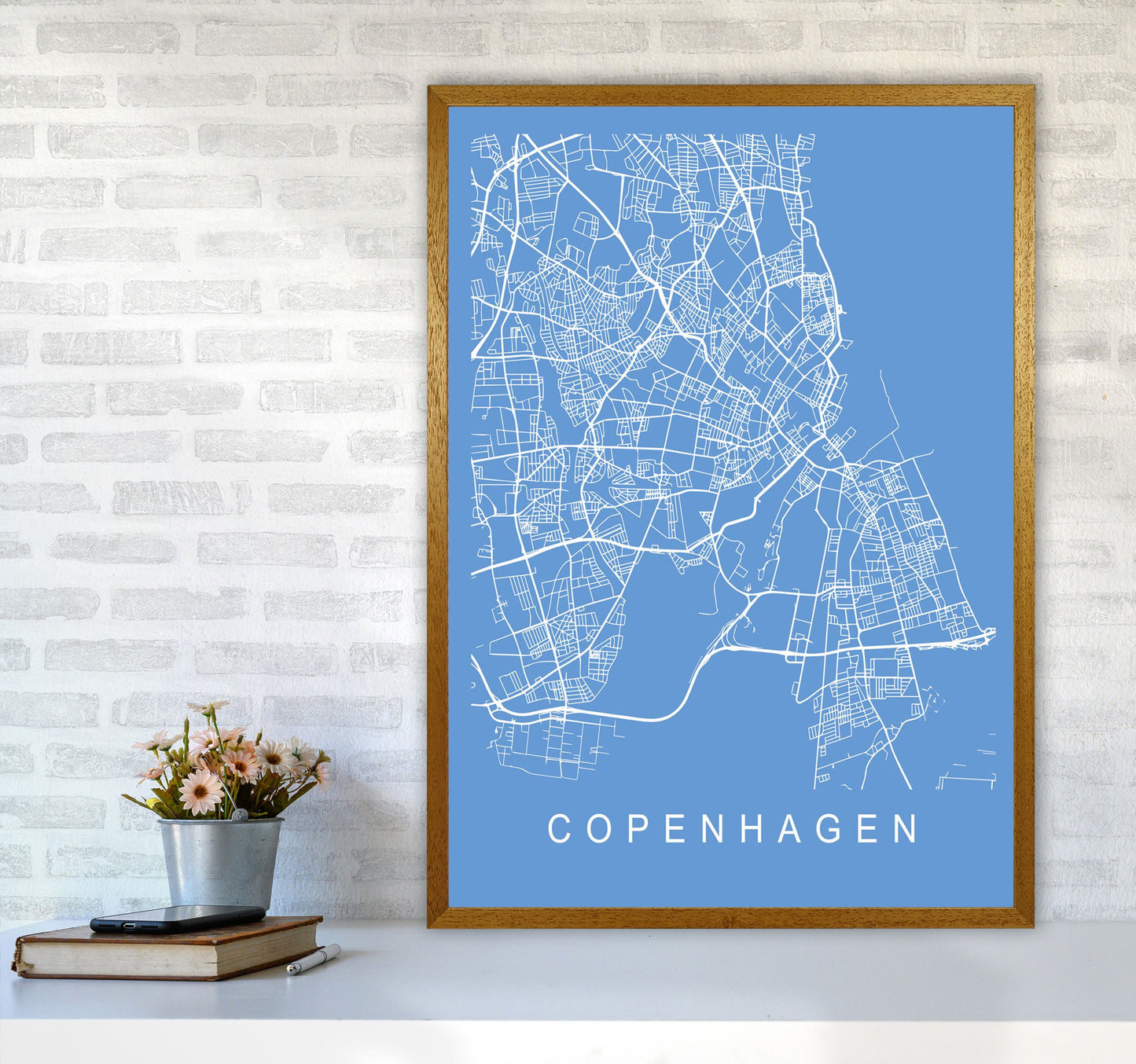 Kopenhagen Karte Blaupause Kunstdruck