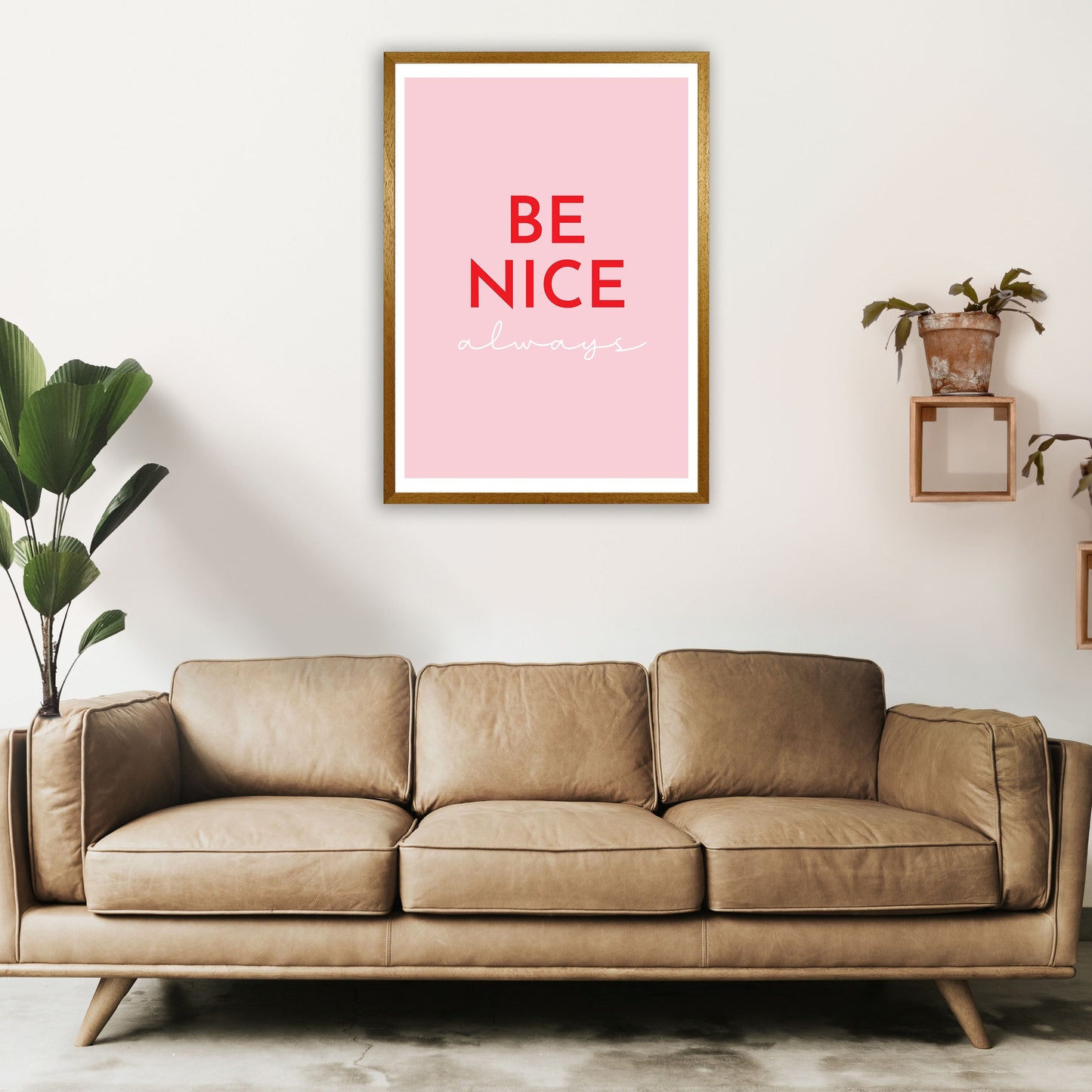 Be Nice Pink Kunstdruck von Pixy Paper