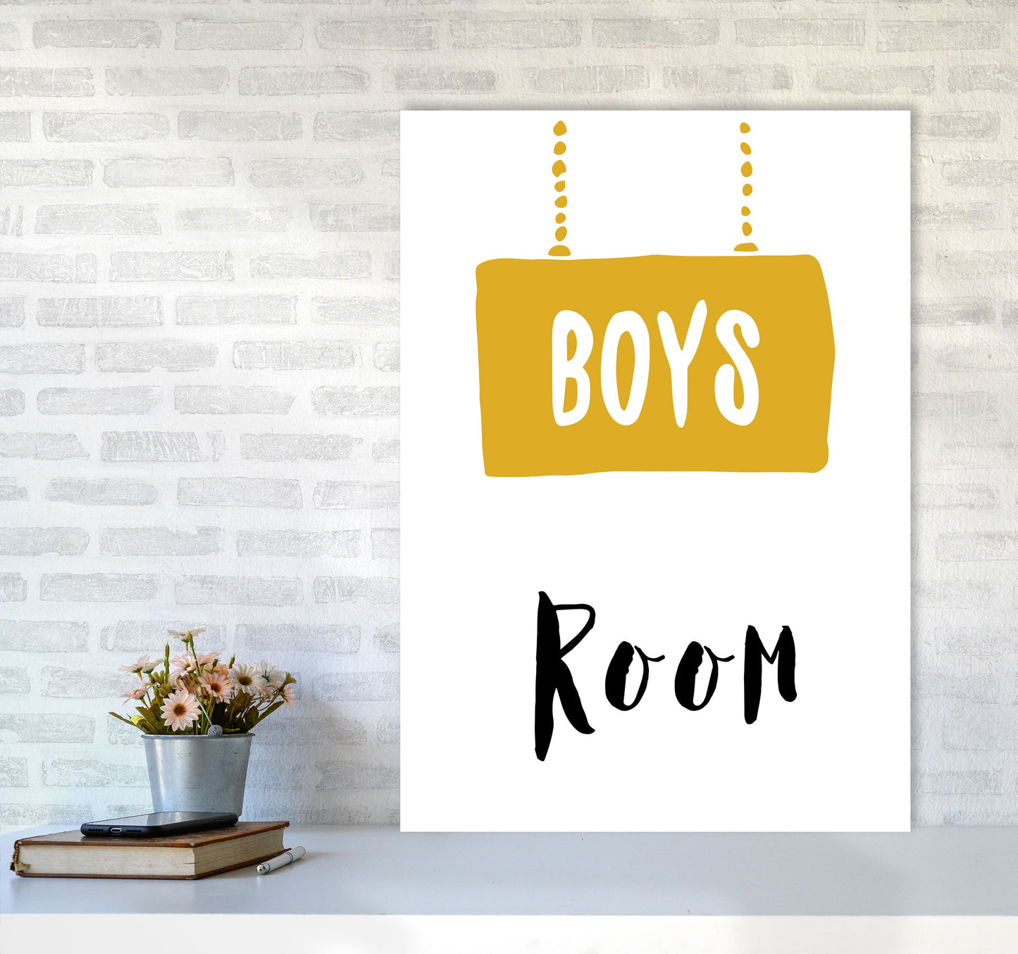 Jungenzimmer Senfgelb Gerahmter Kinderzimmer Wandkunstdruck