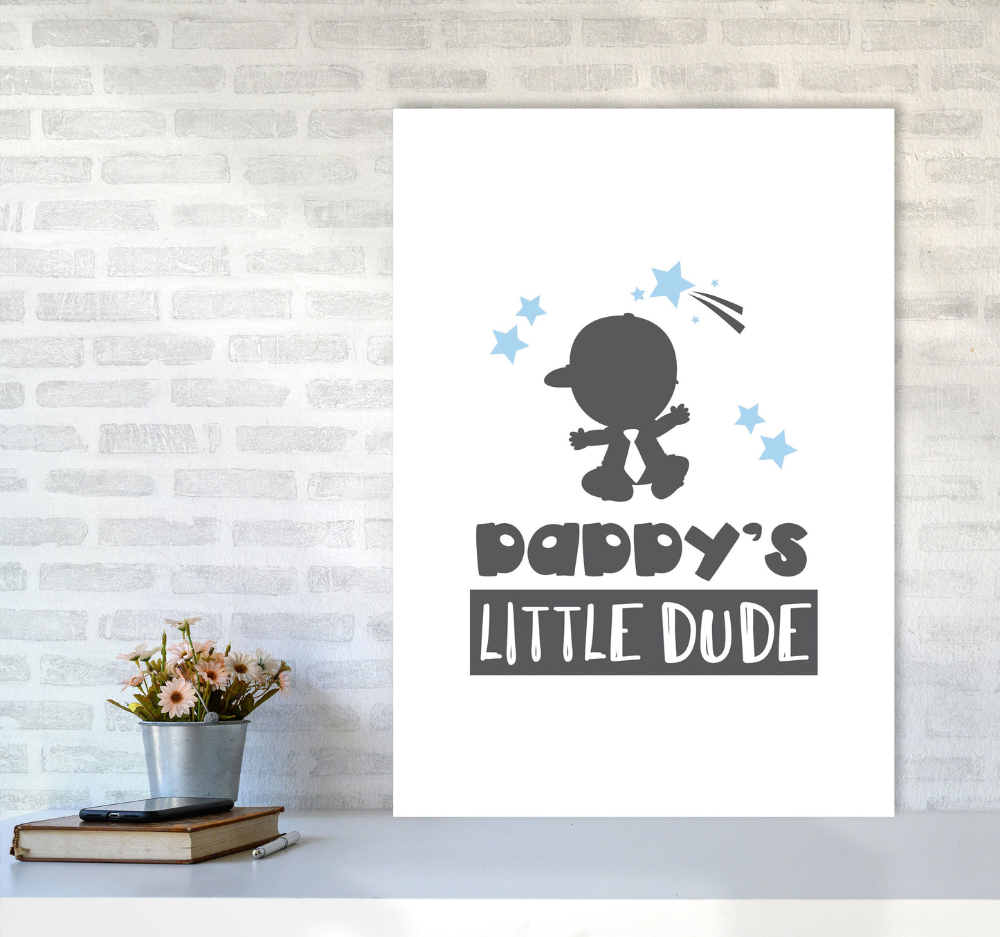 Daddy's Little Dude Gerahmter Kinderzimmer Wandkunstdruck