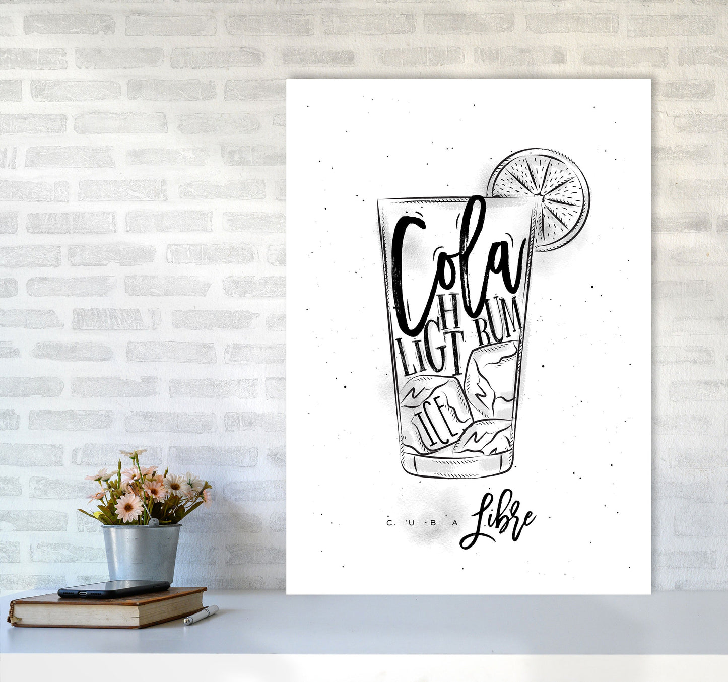 Cuba Libre Cocktail Moderne Druck, Gerahmte Küchen Wandkunst