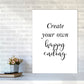 Erstellen Sie Ihre eigene Happy Ending gerahmte Typografie Wandkunst Druck
