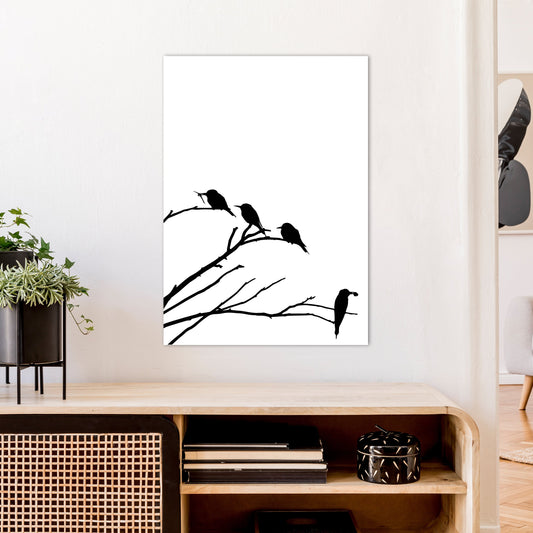 Eckäste mit Vögeln Kunstdruck