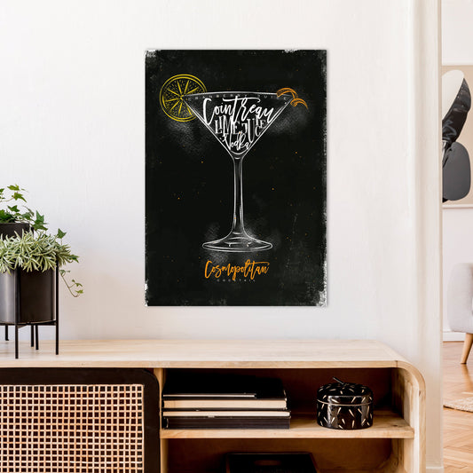 Cosmopolitan Cocktail Schwarz Kunstdruck