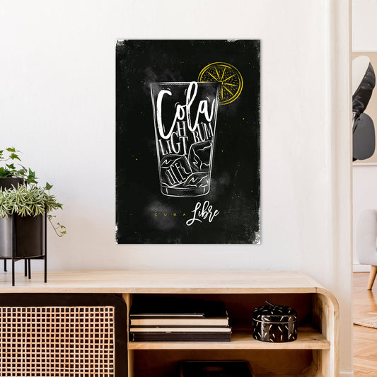 Cuba Libre Cocktail Schwarz Kunstdruck
