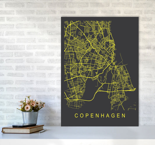 Kopenhagen Karte Neon Kunstdruck