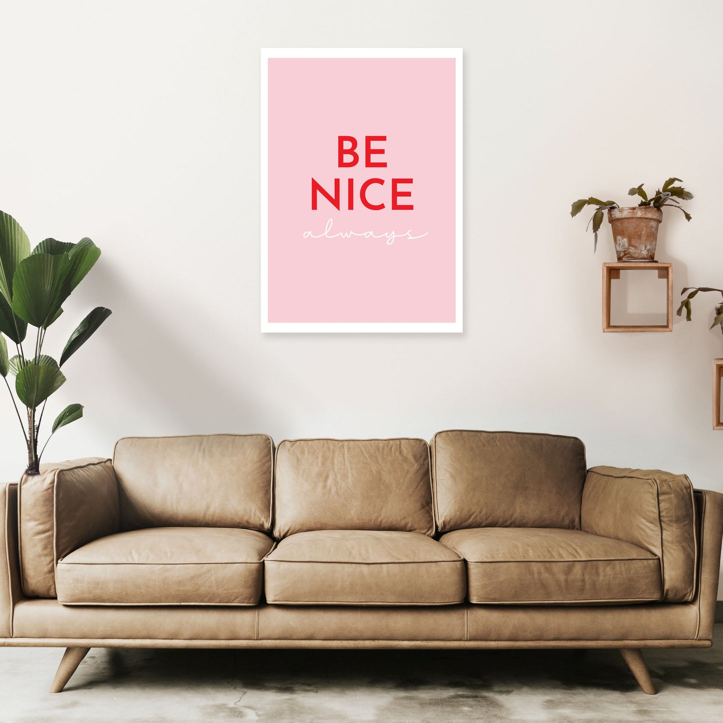 Be Nice Pink Kunstdruck von Pixy Paper