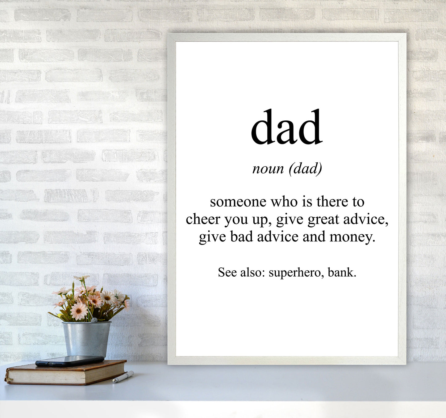 Dad Gerahmte Typografie Wandkunst Druck