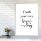 Erstellen Sie Ihre eigene Happy Ending gerahmte Typografie Wandkunst Druck