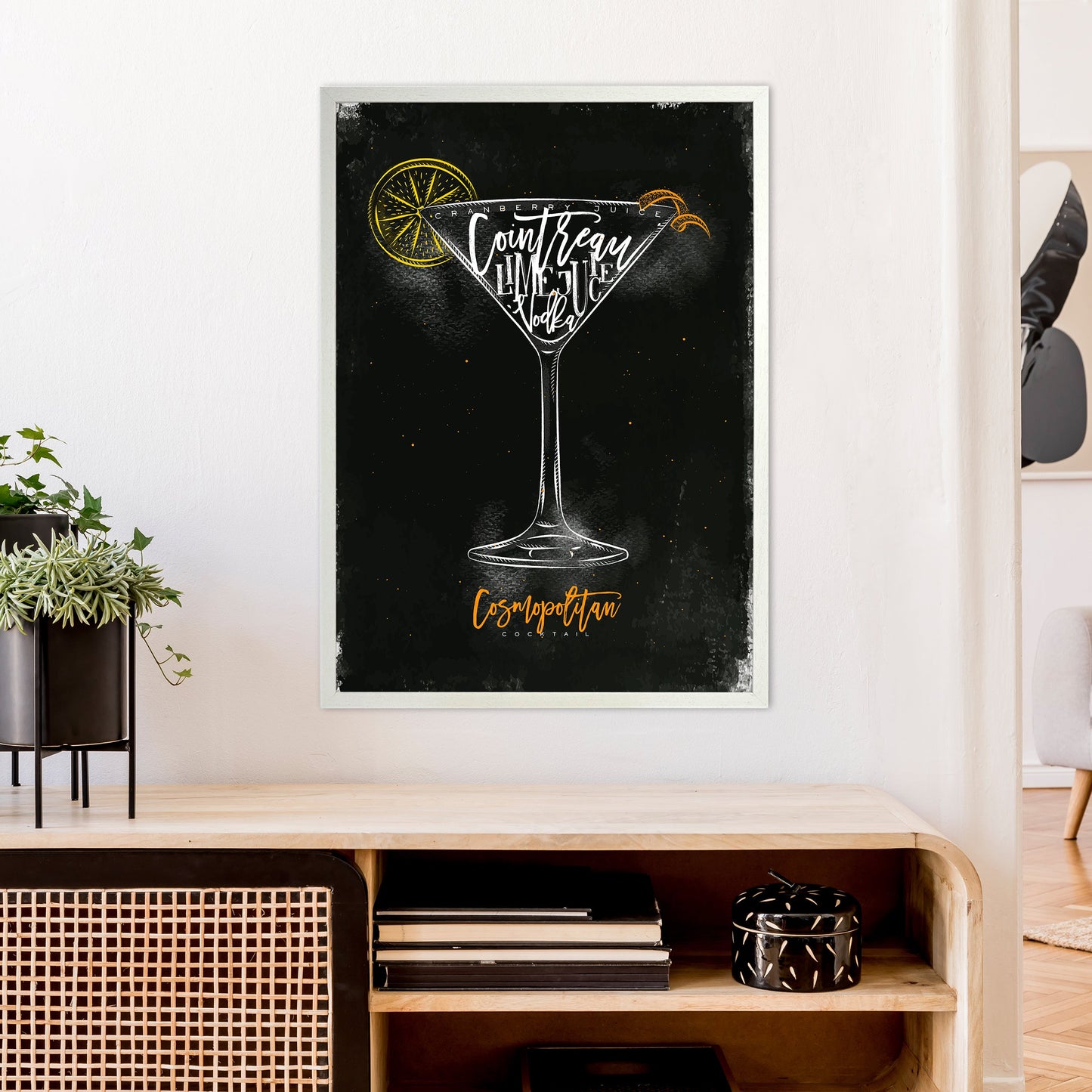 Cosmopolitan Cocktail Schwarz Kunstdruck