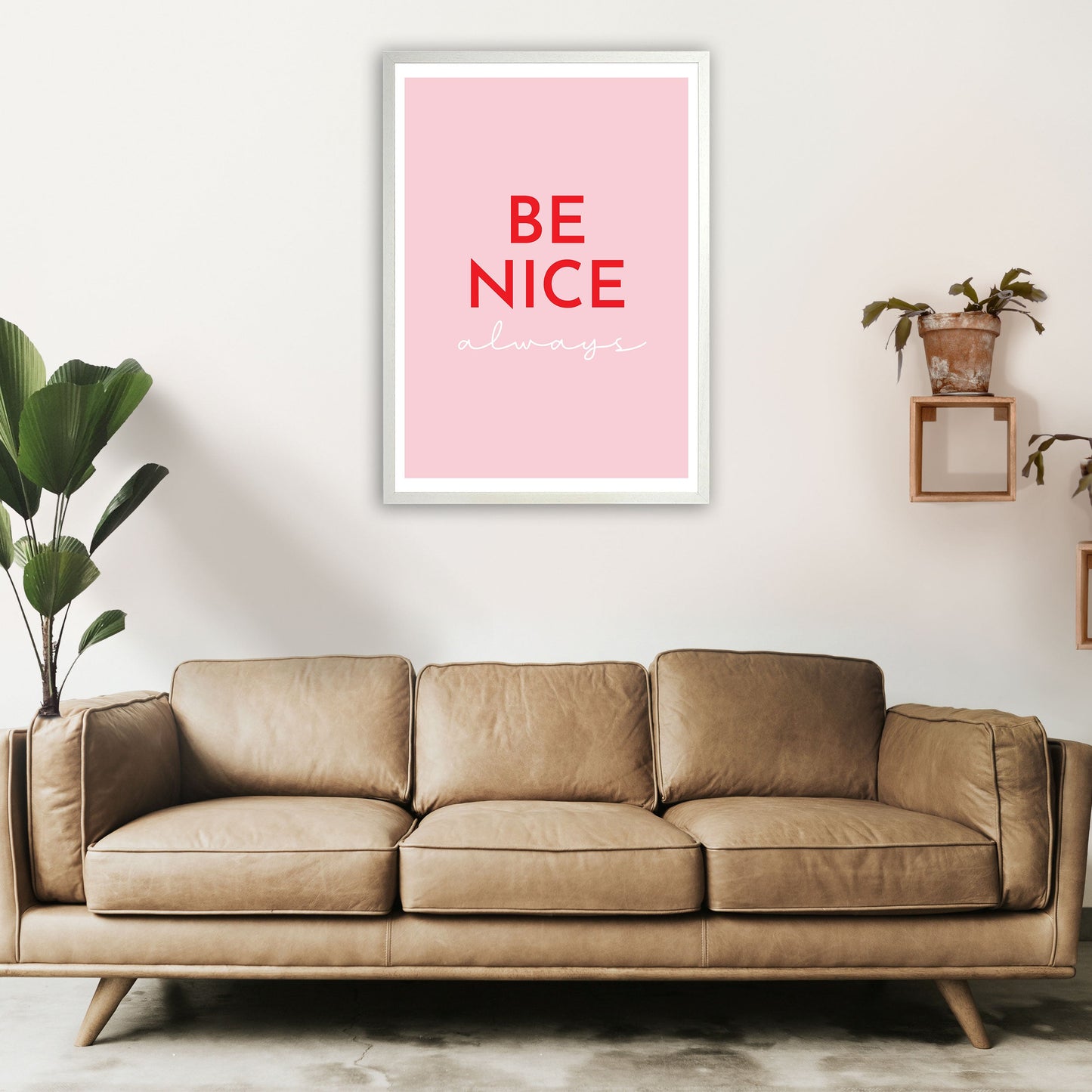 Be Nice Pink Kunstdruck von Pixy Paper