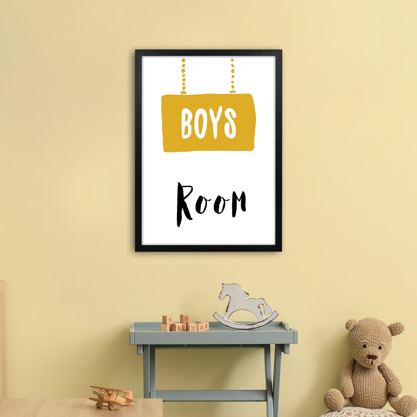 Jungenzimmer Senf Kunstdruck