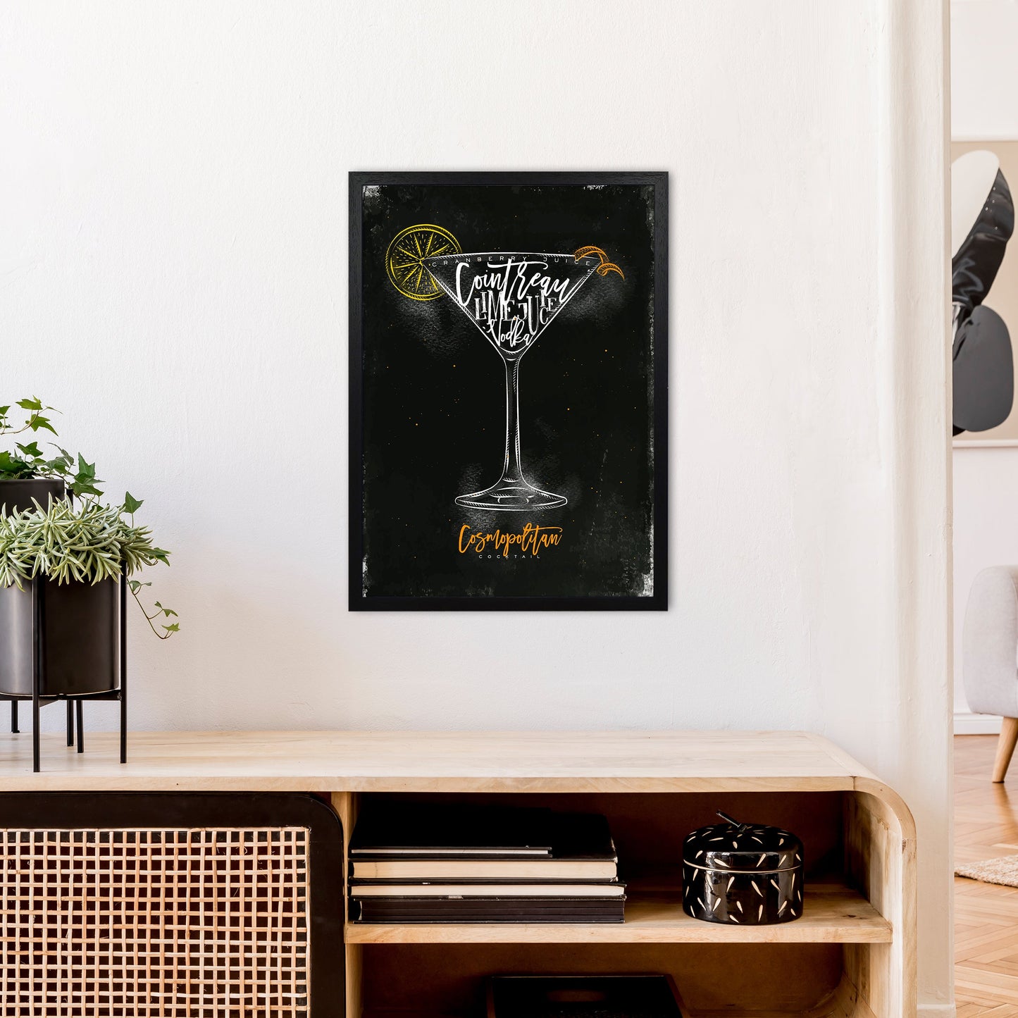 Cosmopolitan Cocktail Schwarz Kunstdruck