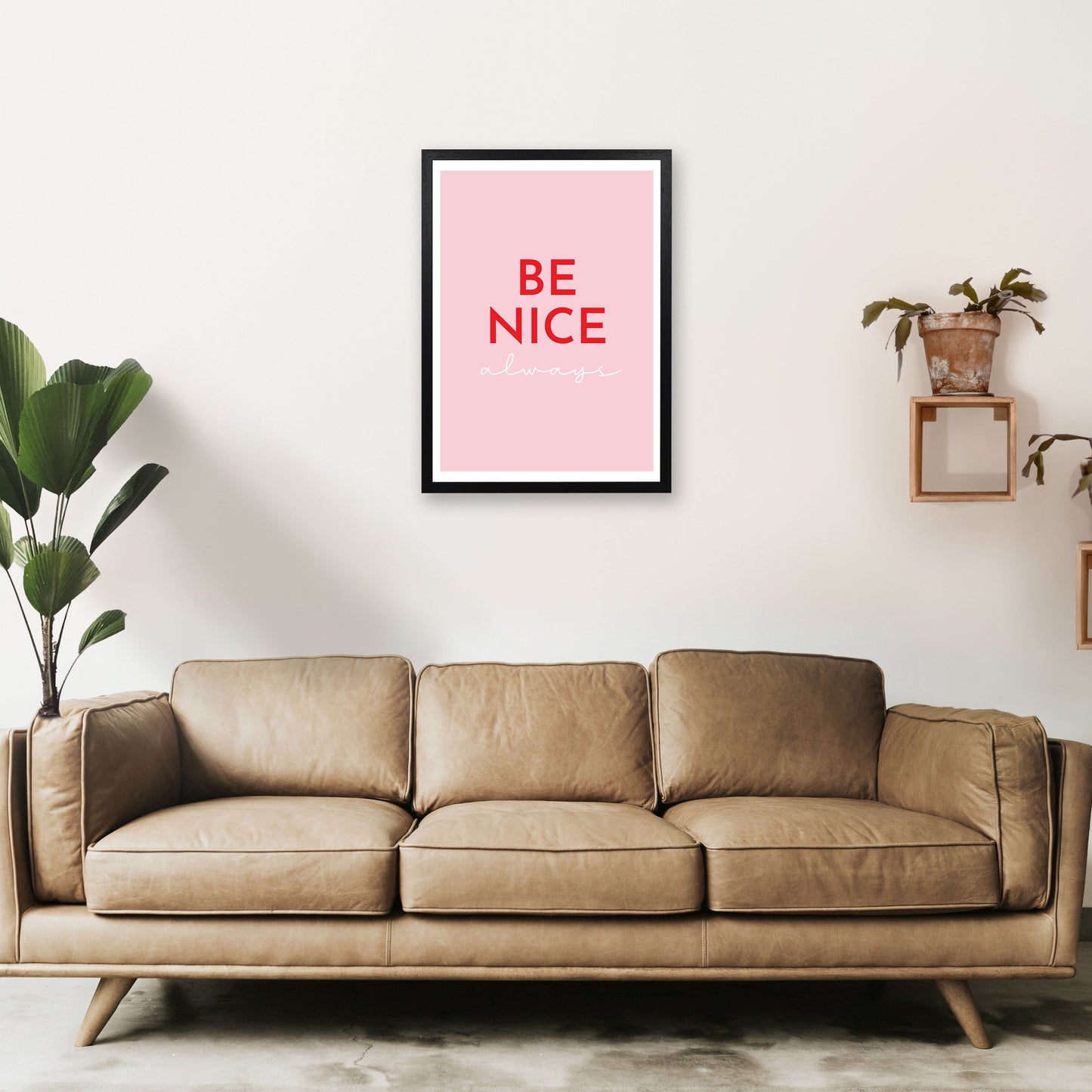 Be Nice Pink Kunstdruck von Pixy Paper