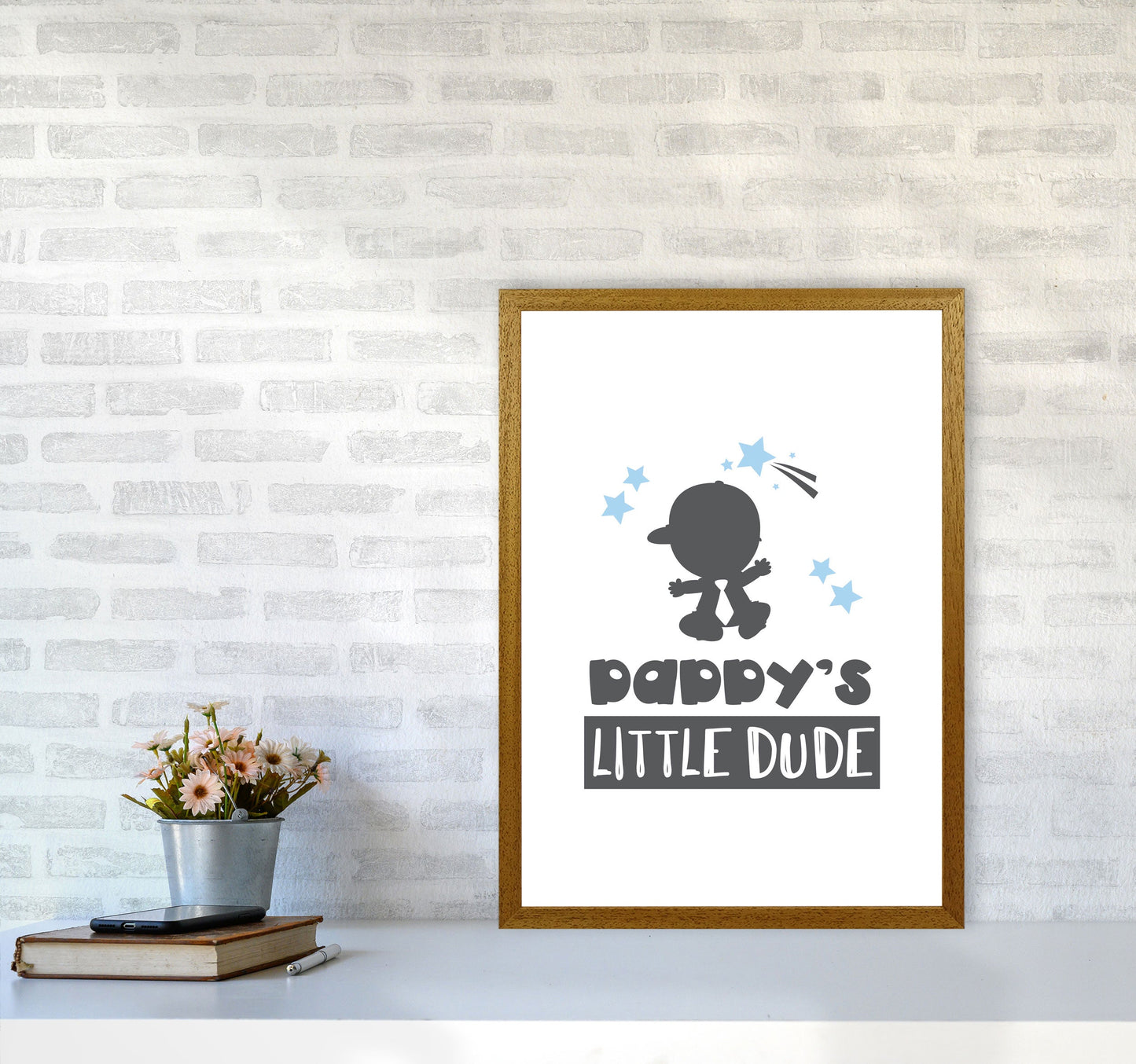 Daddy's Little Dude Gerahmter Kinderzimmer Wandkunstdruck