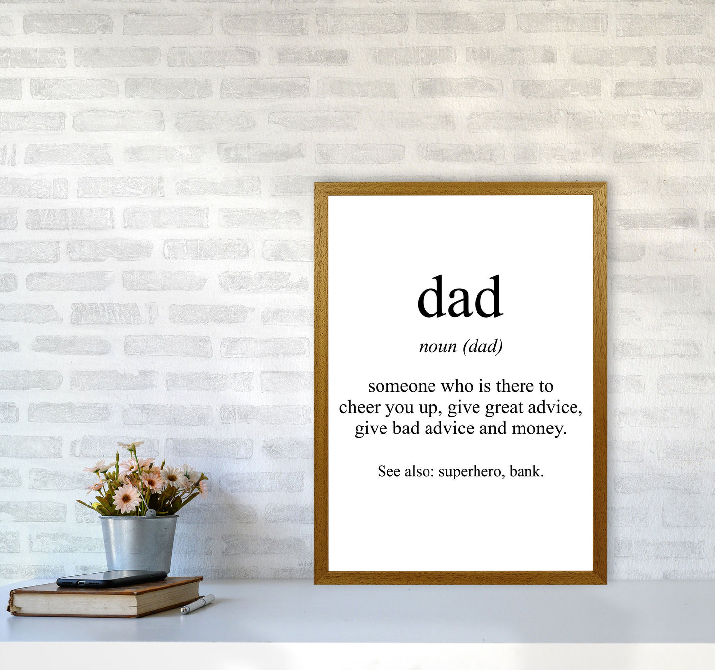 Dad Gerahmte Typografie Wandkunst Druck