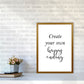 Erstellen Sie Ihre eigene Happy Ending gerahmte Typografie Wandkunst Druck