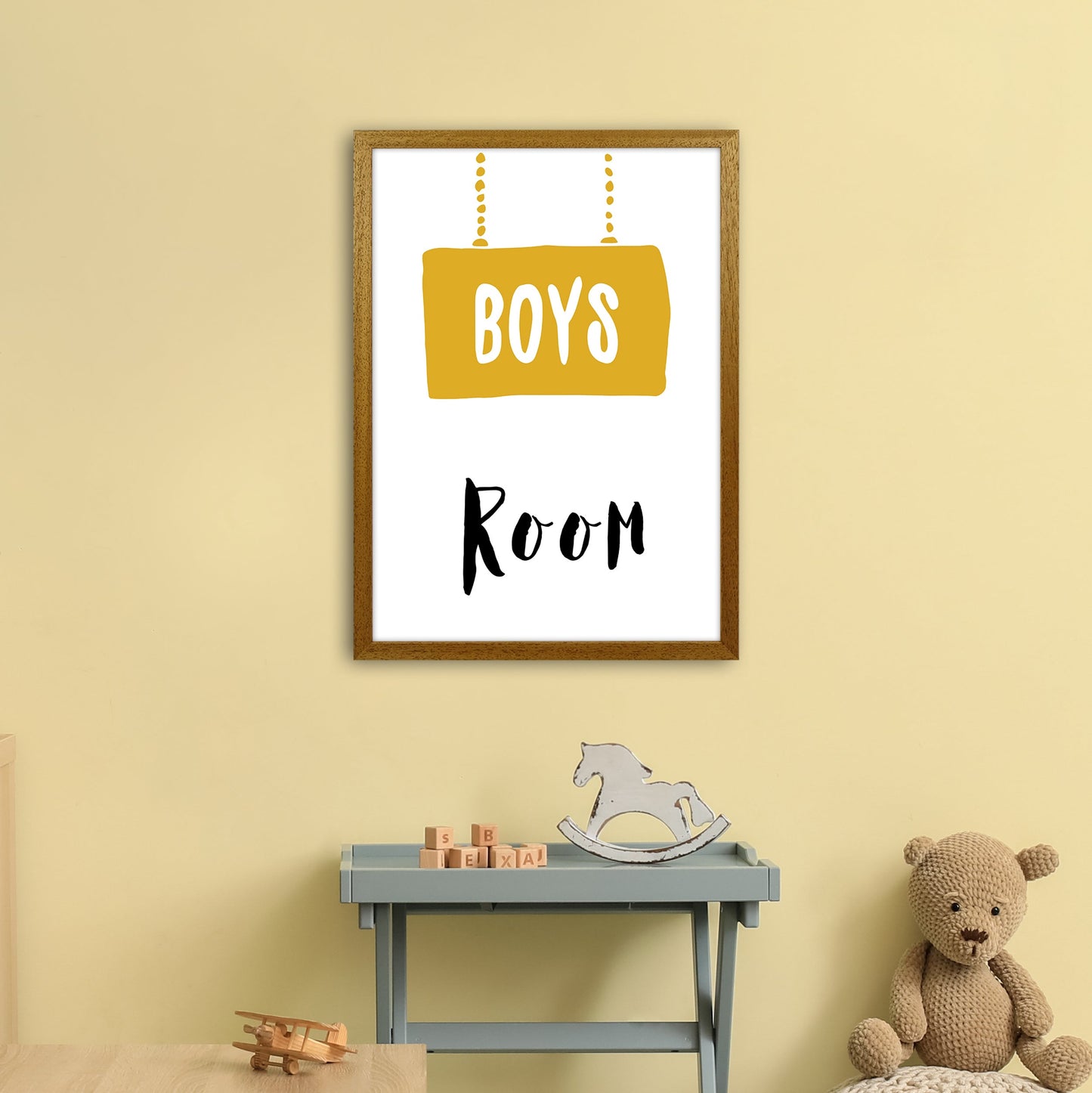 Jungenzimmer Senf Kunstdruck