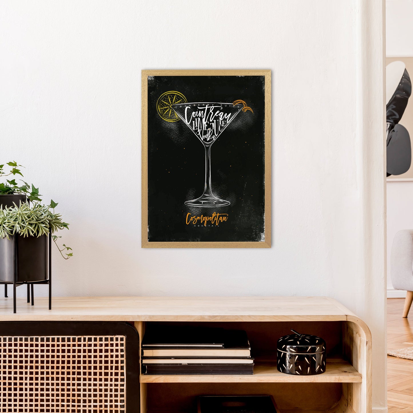 Cosmopolitan Cocktail Schwarz Kunstdruck