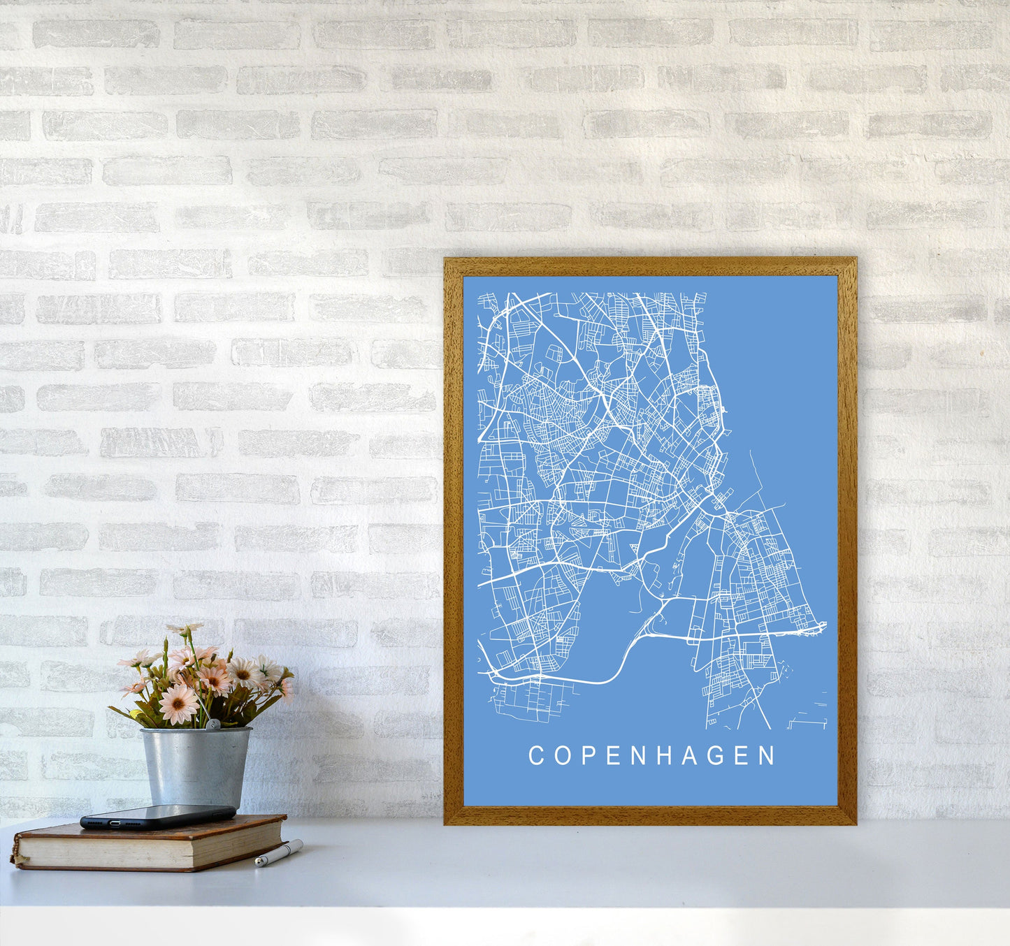 Kopenhagen Karte Blaupause Kunstdruck