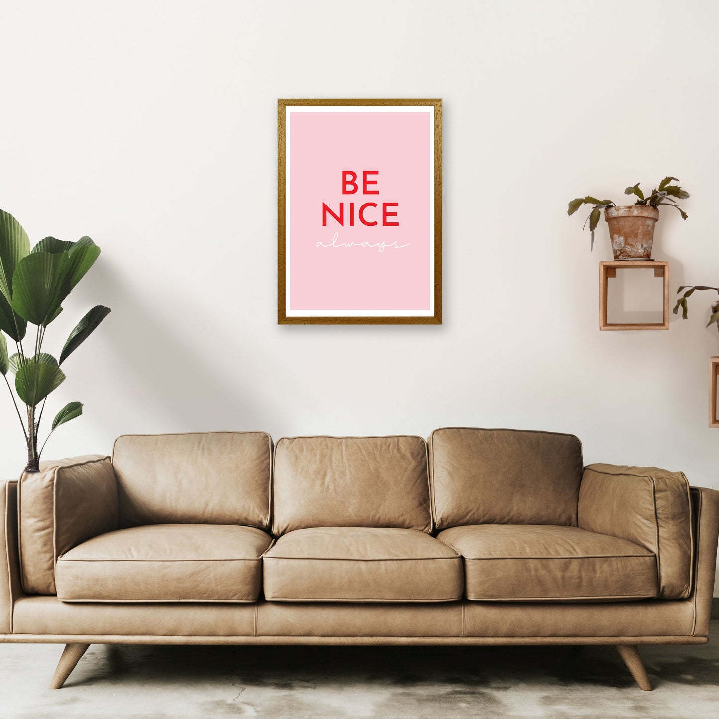 Be Nice Pink Kunstdruck von Pixy Paper