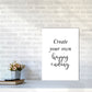 Erstellen Sie Ihre eigene Happy Ending gerahmte Typografie Wandkunst Druck