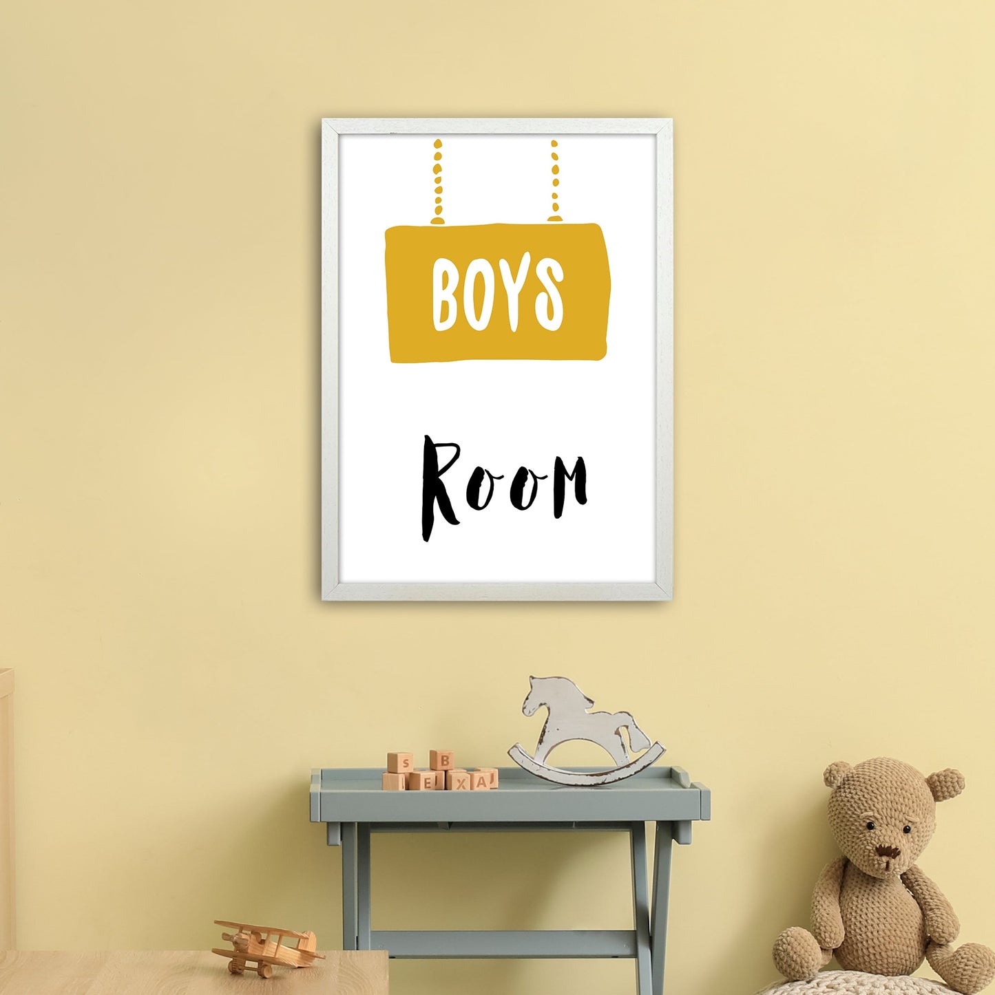Jungenzimmer Senf Kunstdruck