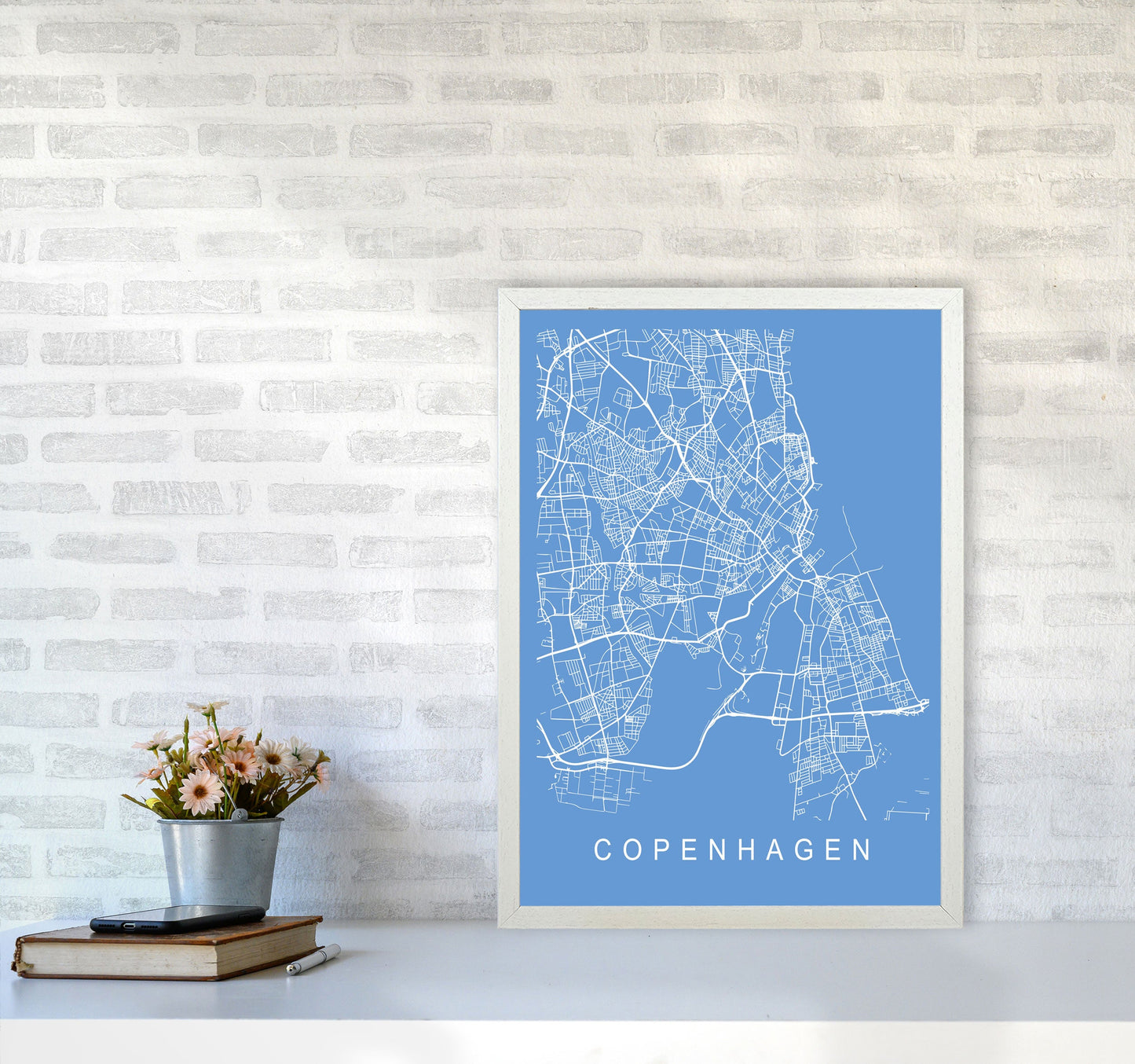Kopenhagen Karte Blaupause Kunstdruck