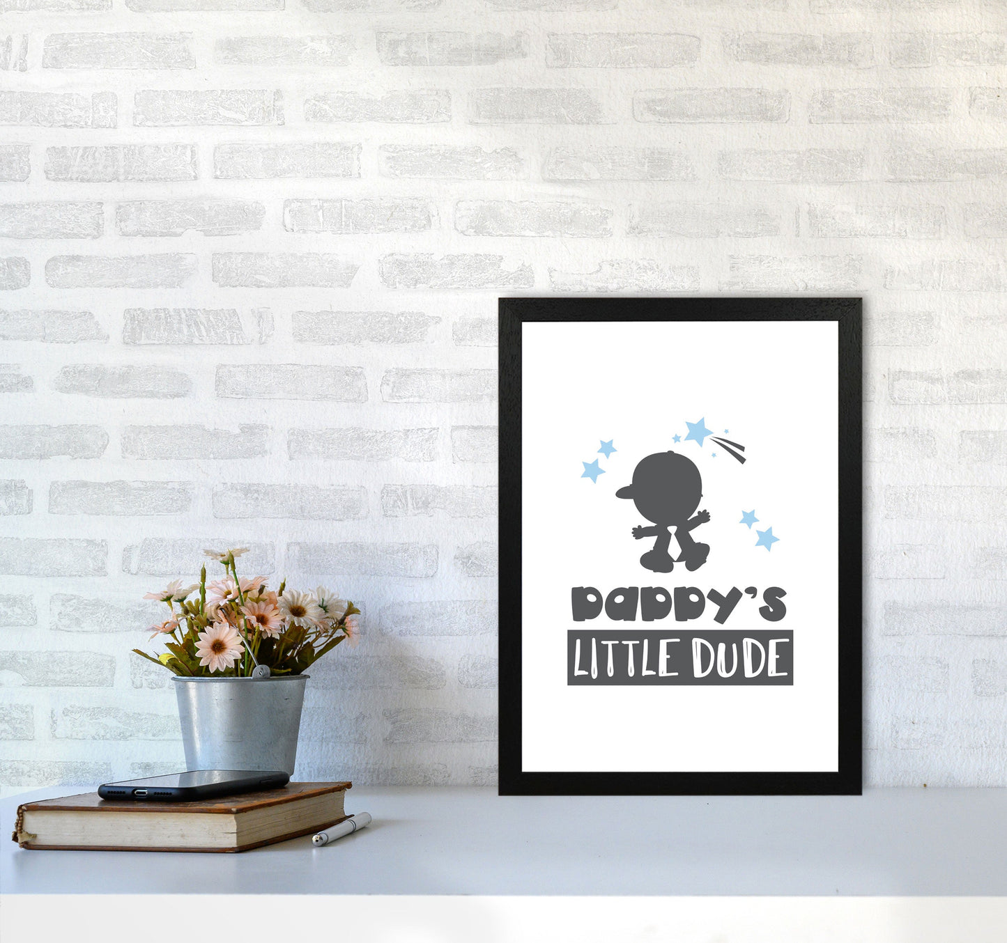 Daddy's Little Dude Gerahmter Kinderzimmer Wandkunstdruck