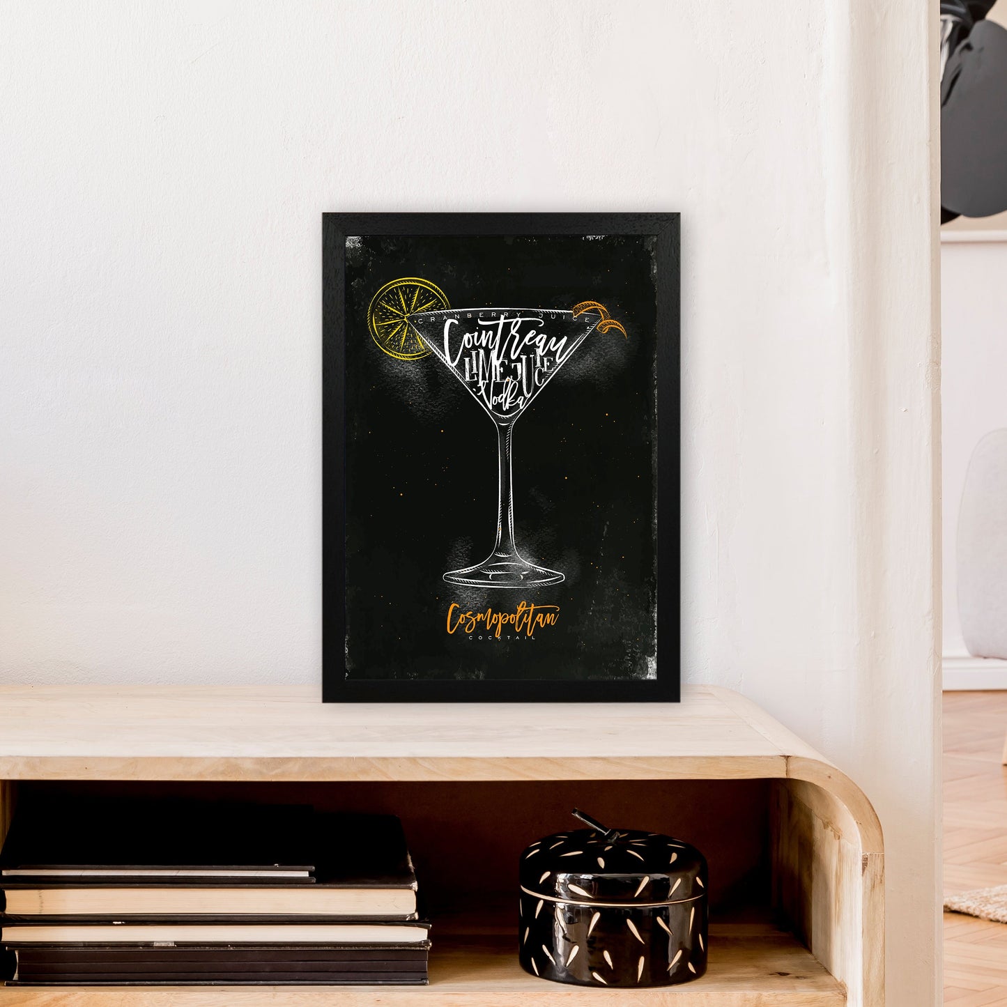 Cosmopolitan Cocktail Schwarz Kunstdruck