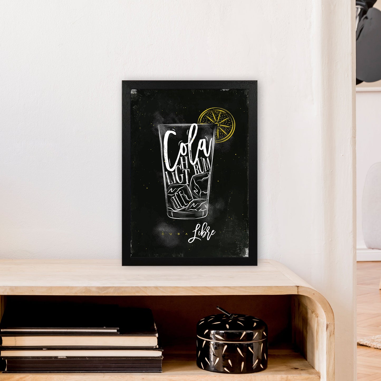 Cuba Libre Cocktail Schwarz Kunstdruck